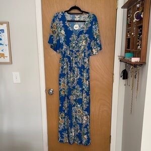 Oddy Floral Blue Maxi Dress